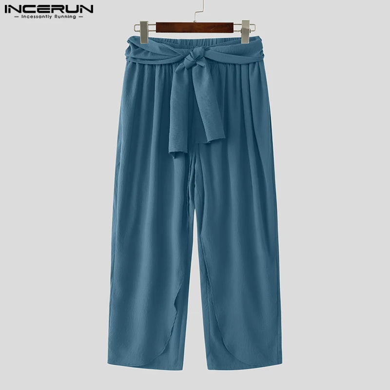 Fashion INCERUN Summer Spring Men Casual Pants Harem Pant Pleated Long Trousers Streetwear Oversize Men's Clothing S-5XL