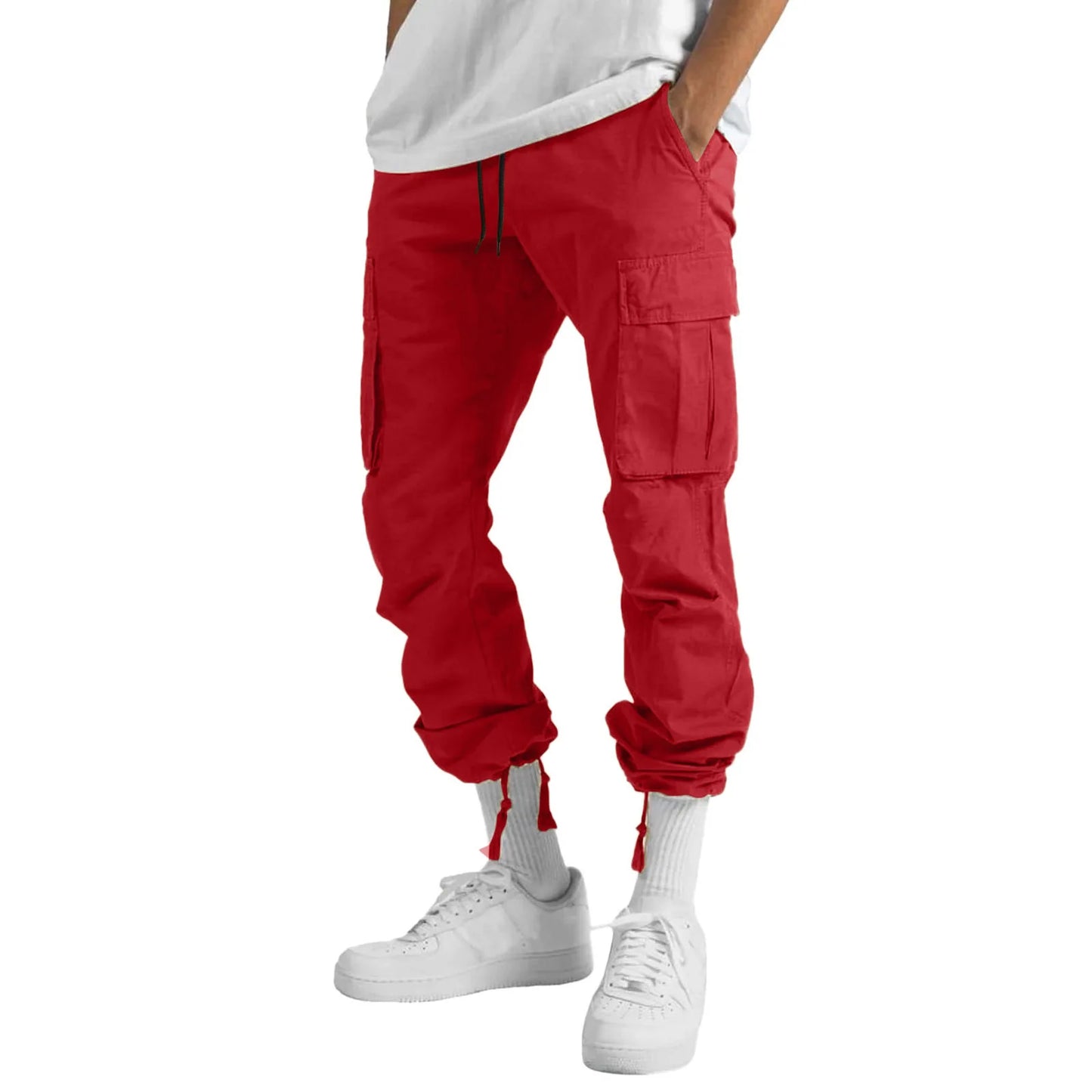 New Summer Men's Work Pants European and American Independent Station Foreign Trade Drawstring Multi-pocket Casual Trousers