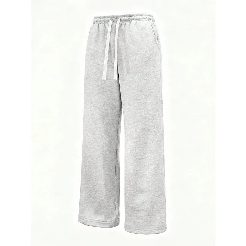 Men's casual solid-color stretch-drawstring sweatpants, loose-fitting jogging pants, perfect for all seasons, fall and winter.