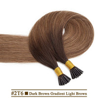 S-noilite 50pcs I Tip Microlink Hair Extensions 1g/s Straight Human Hair Fusion Keratin Micro Ring Stick Hair Pre-Bond Blonde