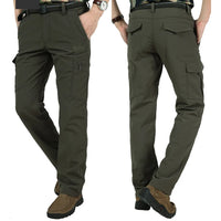 2024 Outdoor Work Tactical Pants Men Winter Casual Cargo Trousers Waterproof Fleece-lined Pant Elastic Hiking Traveling Workwear