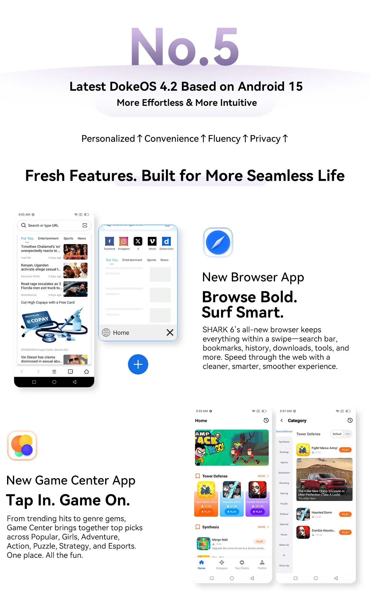 Blackview SHARK 6 AI Smartphone Android 15 Unisoc T8100 5G Mobile Phone 6.88'' Display 120Hz,  8+16GB RAM,128GB+2TB ROM, 5000mAh