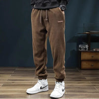 Men's Autumn Winter Thiened Fce Lined Corduroy Pants Loose Sports Casual High Street Trend Wear Resistant Dir Long Tro...