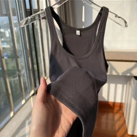 European Style Screw Thread Fitness Tank Top Women's Inner Wear Summer Outer Wear Fine Shoulder Strap Work Shirt Polyester Fiber