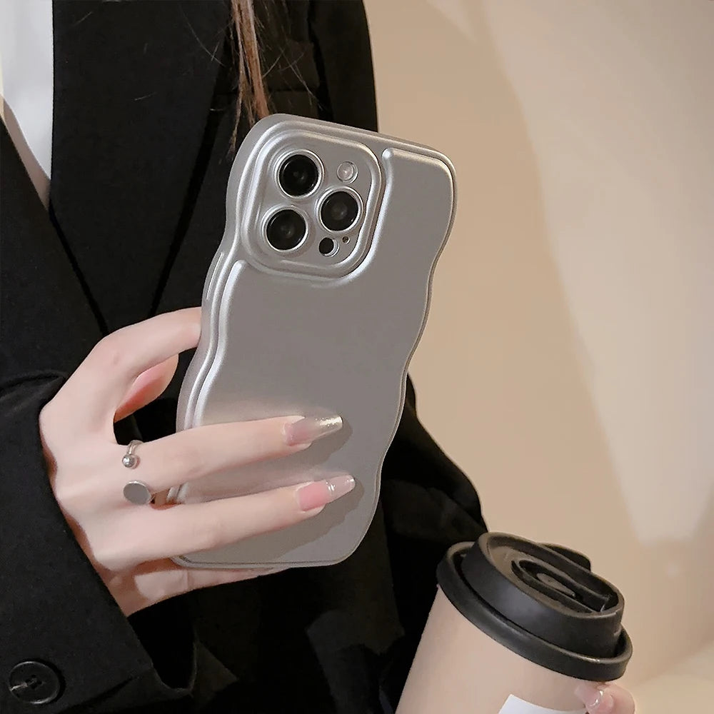 New Men Women Wave Phone Case For iPhone 12 13 14 15 16 Pro Max Shockproof Dissipate Heat Silicone Soft Cases Protective Shell