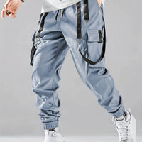 Fashion Men's Casual Techwear Drawstring Multi Flap Pockets Cargo Pants Hip hop Joggers Pant