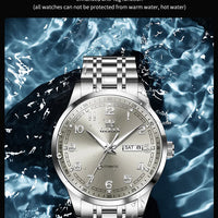 OLEVS Men Watches 7077 Luxury Fashion Top Brand Original Automatic Mechanical Watch for Man Double Scale Simple Trend Waterproof