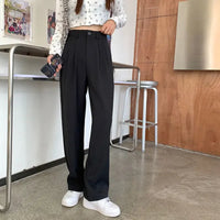 High Waist Draped Suit Pants for plus Size Women Spring Autumn Design Sensation Floor Length Casual Straight Wide Leg Long Pants