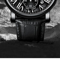 Fashion Mens Watches Top Brand Luxury Genuine Leather Strap Quartz Men's Watch Business Casual Date Chronograph Watch Men