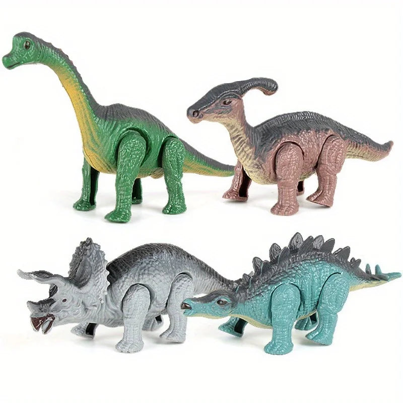A Gift Set Of Dinosaur Toys, Running Mechanical Animal Toy That Walks Automatically When Wound Up. Birthday Gift For Children.