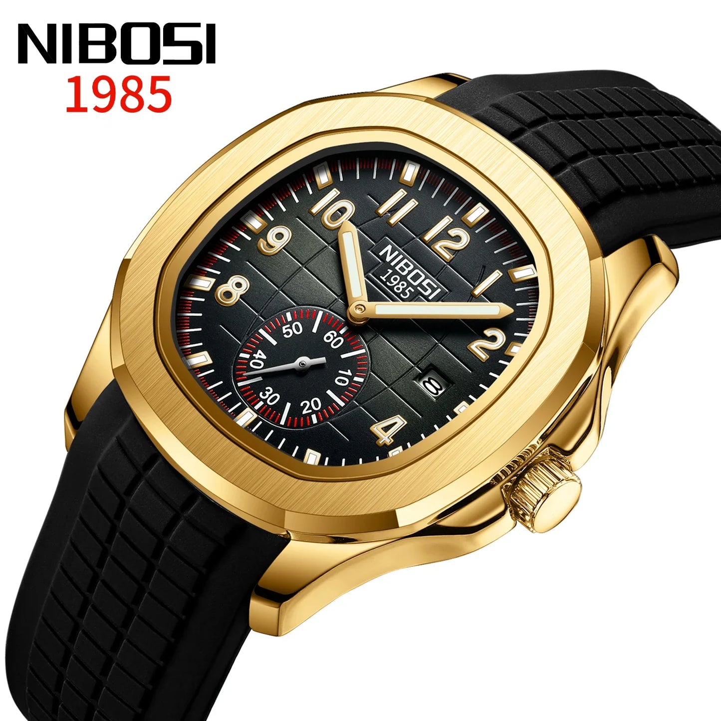 NIBOSI Brand Luxury Mens Watch Waterproof Luminous Digital Design Quartz Watch Casual Belt Date Watches For Men reloj hombre