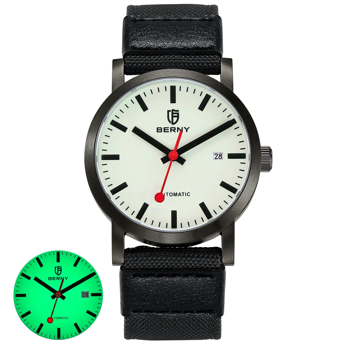 BERNY Watch for Men Automatic Self-Wind Luxury Watch Sappire MIYOTA 8215 Top Luminous 5ATM Mechanical Railroad Wristwatch