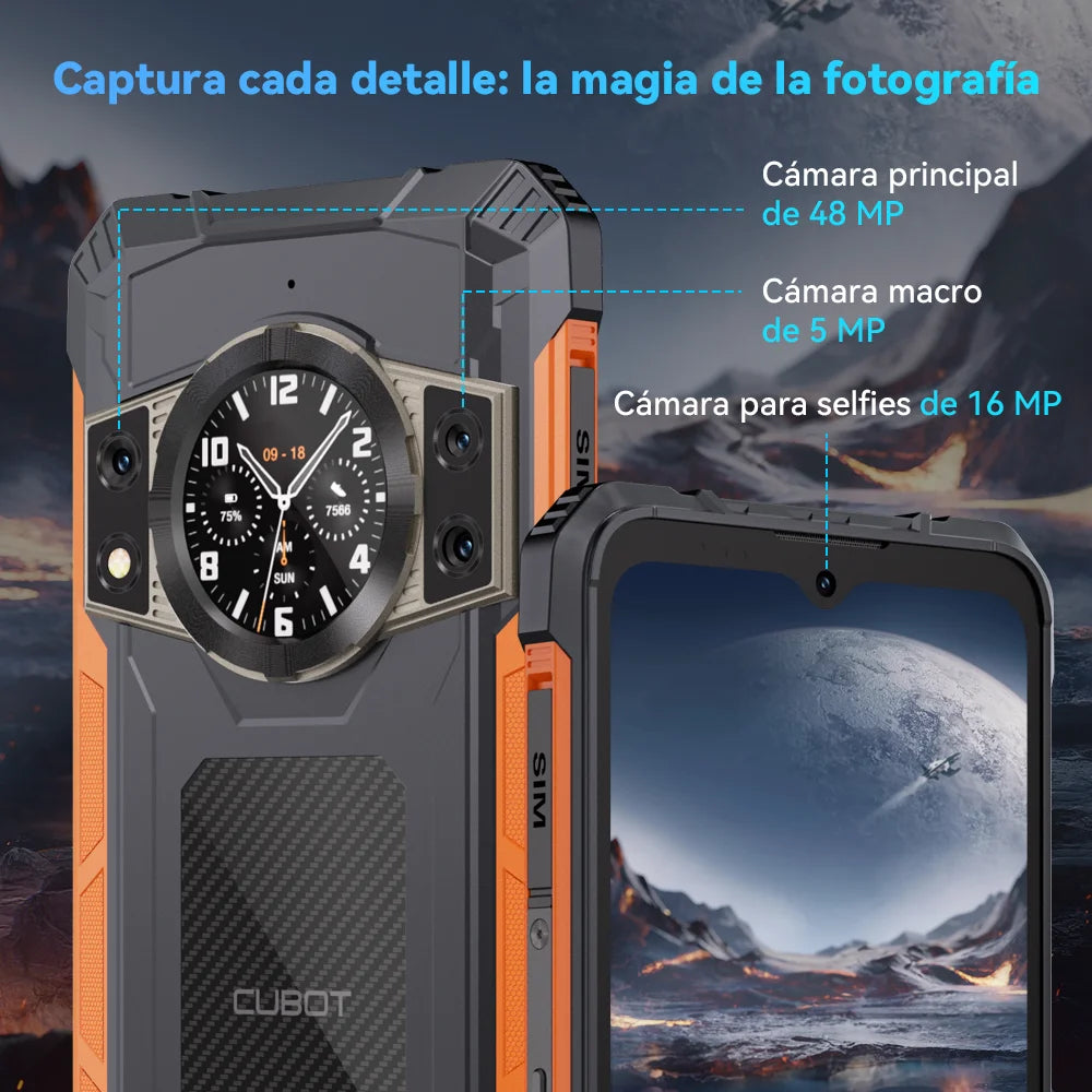 Cubot Kingkong Ace 2, Ultra-Thin and Robust Smartphone with Android 14, 16 Gb Ram (6 Gb + 10 Gb Expandable), 128 Gb Rom, 6.56 Inch and 90 Hz Screen, Nfc, 5100 Mah Battery, 4g Cell Phone