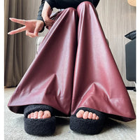 High Waist Wide Leg PU Leather Pants Women's Suit Casual Floor Length Trousers Autumn Winter New Style Loose Fit Long Pants