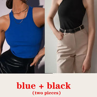 Women's Corset Summer 100% Cotton Crop Top Y2k Knitted Camis O Neck Knit Camisole Sleeveless Vest Solid Slim Tank Tops Women