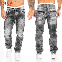 2024 Men Jeans Solid Pockets Stretch Denim Straight Pants Spring Summer Business Casual Trousers Daily Streetwear Men's Clothing