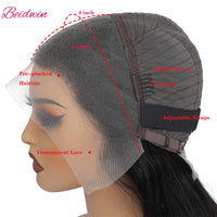 180 Density Straight Glueless Wigs Human Hair Lace Wig 13x4 Lace Front Human Hair Wig 4C Kinky Edges Hairline Wigs For Women