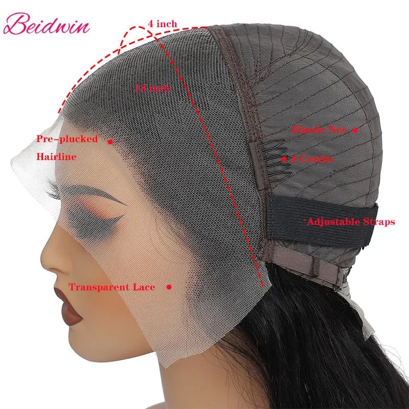 180 Density Straight Glueless Wigs Human Hair Lace Wig 13x4 Lace Front Human Hair Wig 4C Kinky Edges Hairline Wigs For Women