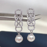 Freshwater Pearl Earring Celebrity Style Premium Jewelry Inlaid Sparkling Zircon Entangle Banquet Elegant Wedding Gift For Woman