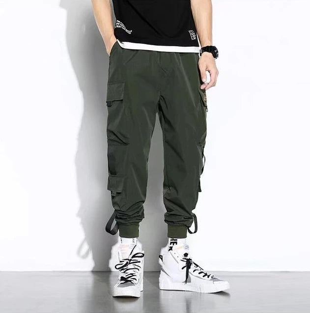 Classic Design Multi Pocket Cargo Pants, Men's Casual Loose Fit Drawstring Cargo Pants/Joggers For Spring Summer Outdoor