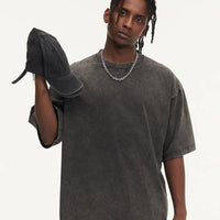 Summer men's washed T-shirt women's cotton loose round neck oversized T-shirt men's Korean Y2k top casual retro