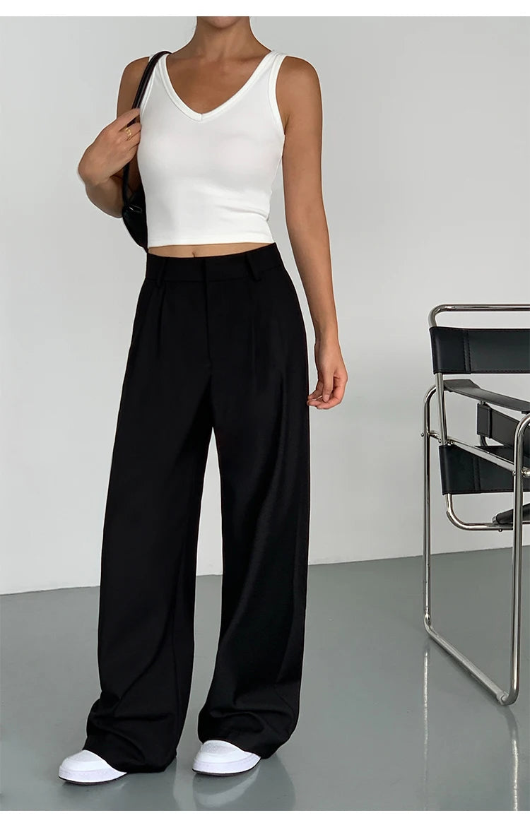 Multicolor Office High-waisted Wide-leg Suit Pants Women's 2025 Autumn Loose and Drape Casual Straight Mopping Trousers