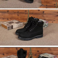 Unisex Leather Round Toe Thick Sole Safety Boots Casual Genuine Leather Quality Boots For Women Men