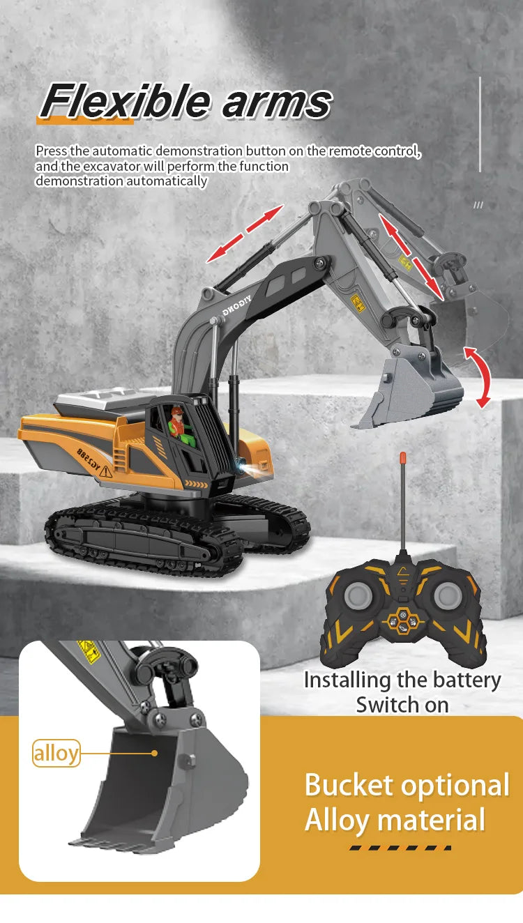 RC Car Children Toys Remote Control Car Toys For Boys Radio Control Excavator Dump Truck Bulldozer Electric car Kids Toys Gift