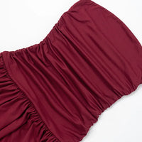 Mozision Off-shoulder Strapless Pleated Sexy Maxi Dress Women Fashion Backless Sleeveless High Waist Ruched Long Dress Elegant