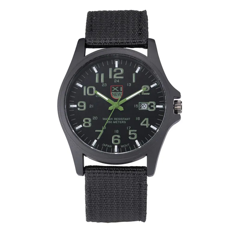 Men Genuine XINEW Brand Watches Students Fashion Casual Nylon Band Sports Army Gifts Date Quartz Wrist Watch Black Montre Homme