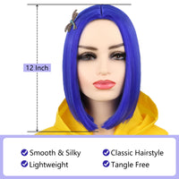 Synthetic Short Straight Bob Wig Middle Part Heat Resistant Synthetic Wigs for Halloween Cosplay Party