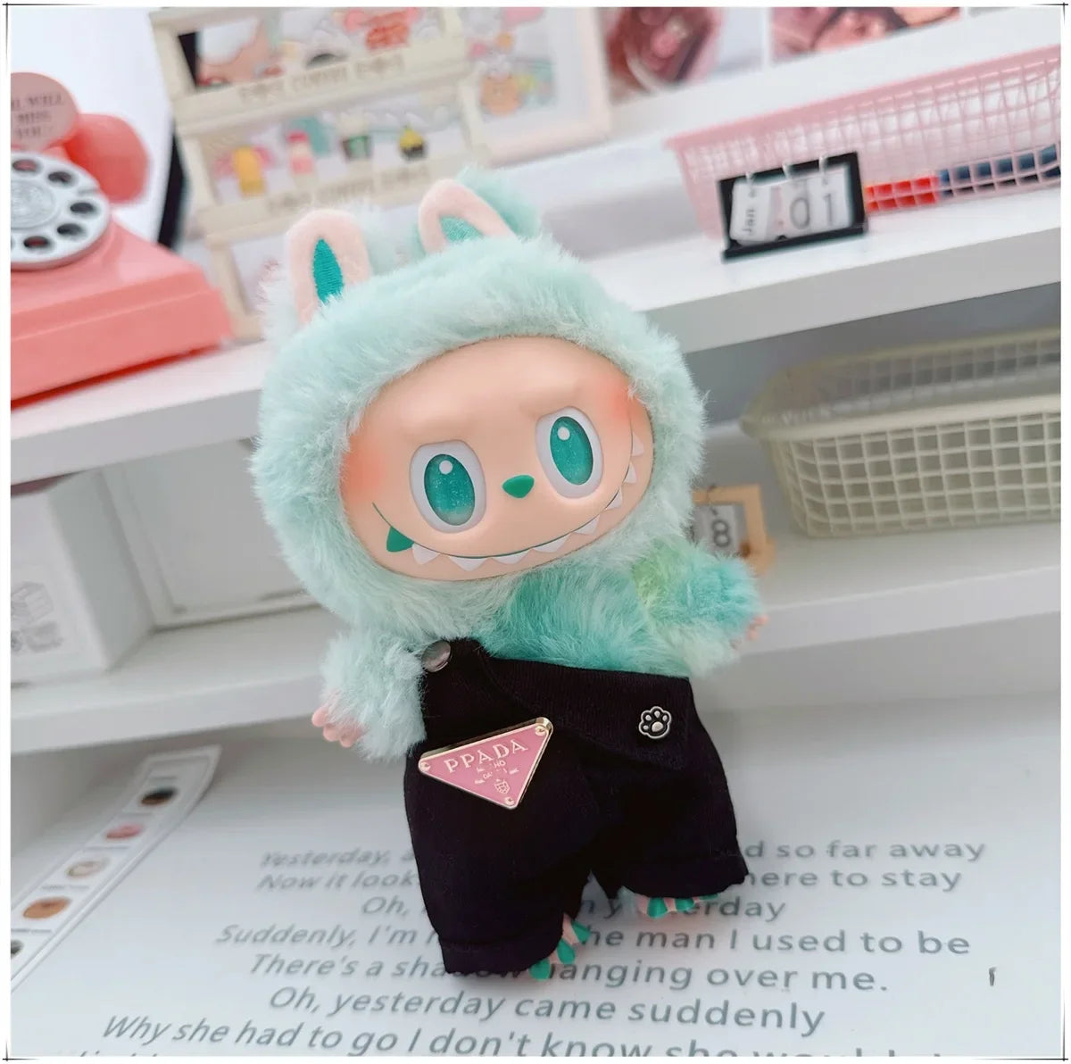 Para 15-17cm Labubu V1 V2 Idol muñeca traje sombrero monos ropa regalo Mini ropa de muñeca de peluche accesorios de atuendo