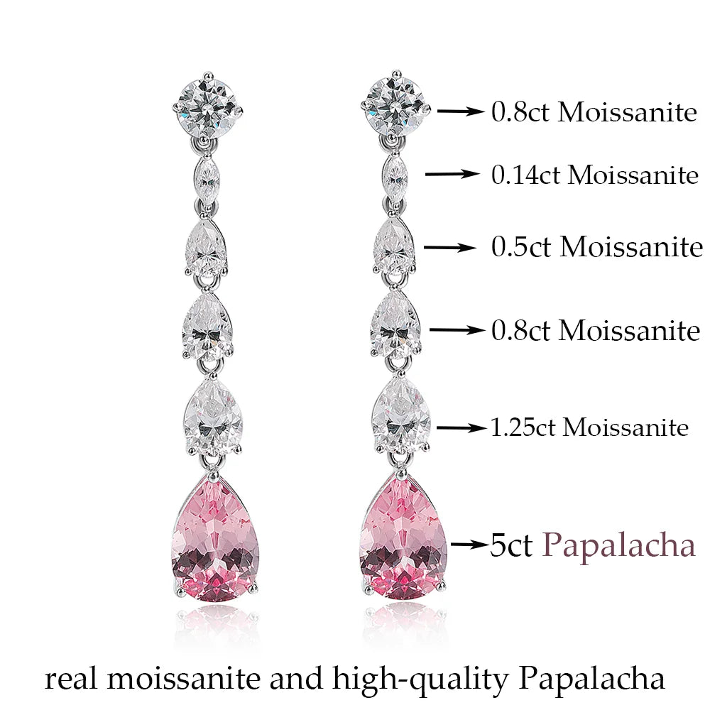 OEVAS 16.98cttw Moissanite Diamond Stud earrings Lab Grown 9*13mm Papalacha Drop Earrings For Women Sparkling Party Fine Jewelry
