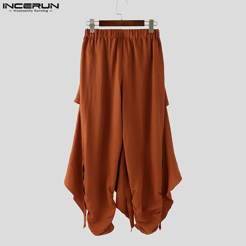 Fashion INCERUN Summer Spring Men Casual Pants Harem Pant Pleated Long Trousers Streetwear Oversize Men's Clothing S-5XL