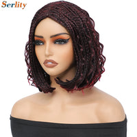 New Style Bob Box Braided Wigs For Black Women 12inches Synthetic Box Braids Crochet Hair Wigs On Sale Clearance Short Black Wig
