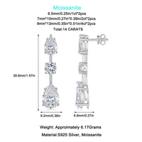 OEVAS Full D Color Moissanite Drop Earrings 100% S925 Sterling Silver Fine Jewelry for Women Wedding Party
