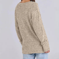 Women's Long Sleeve V-Neck T-Shirt Pit Stripe Milled Fashion Temperament Top