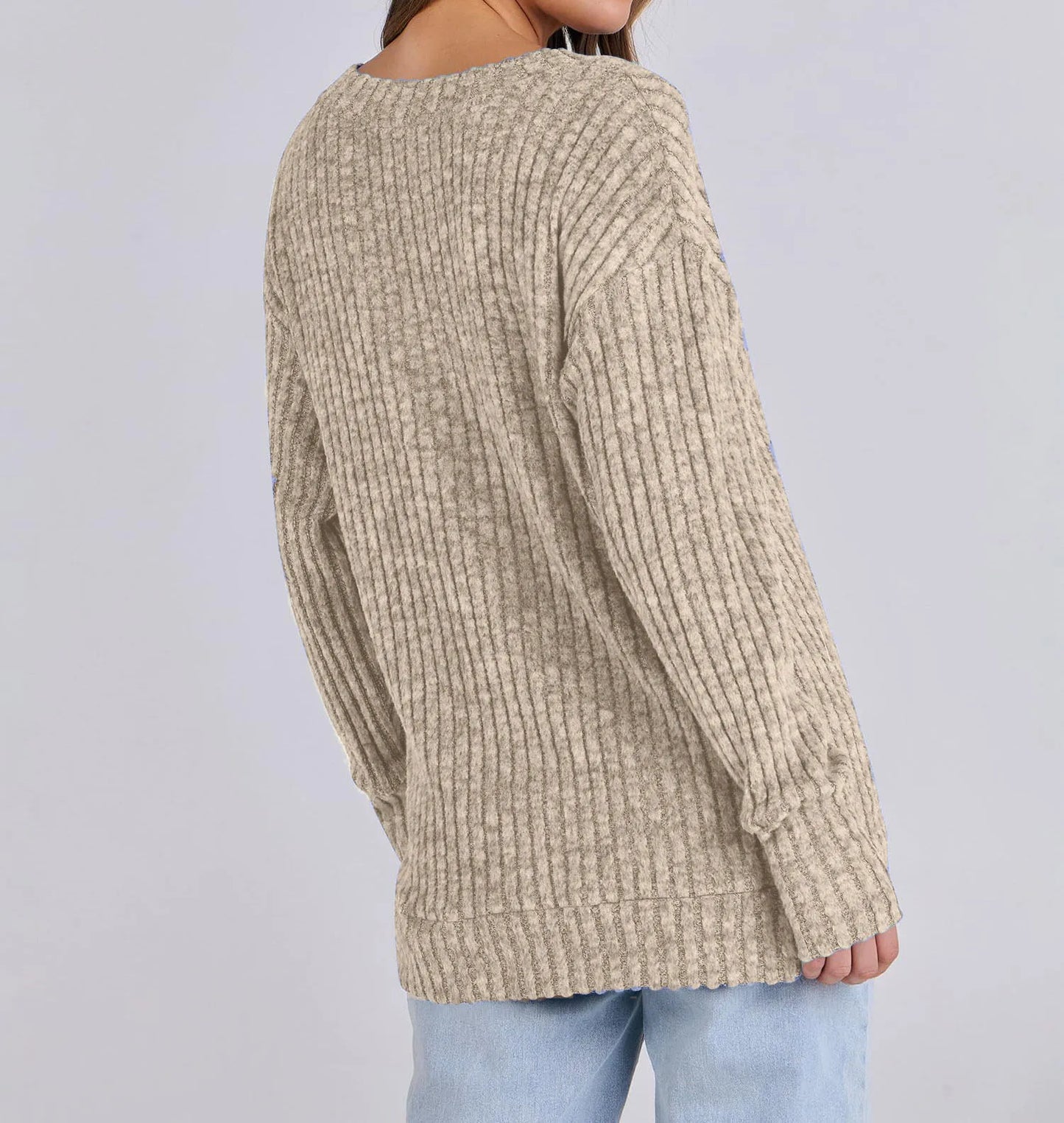 Women's Long Sleeve V-Neck T-Shirt Pit Stripe Milled Fashion Temperament Top