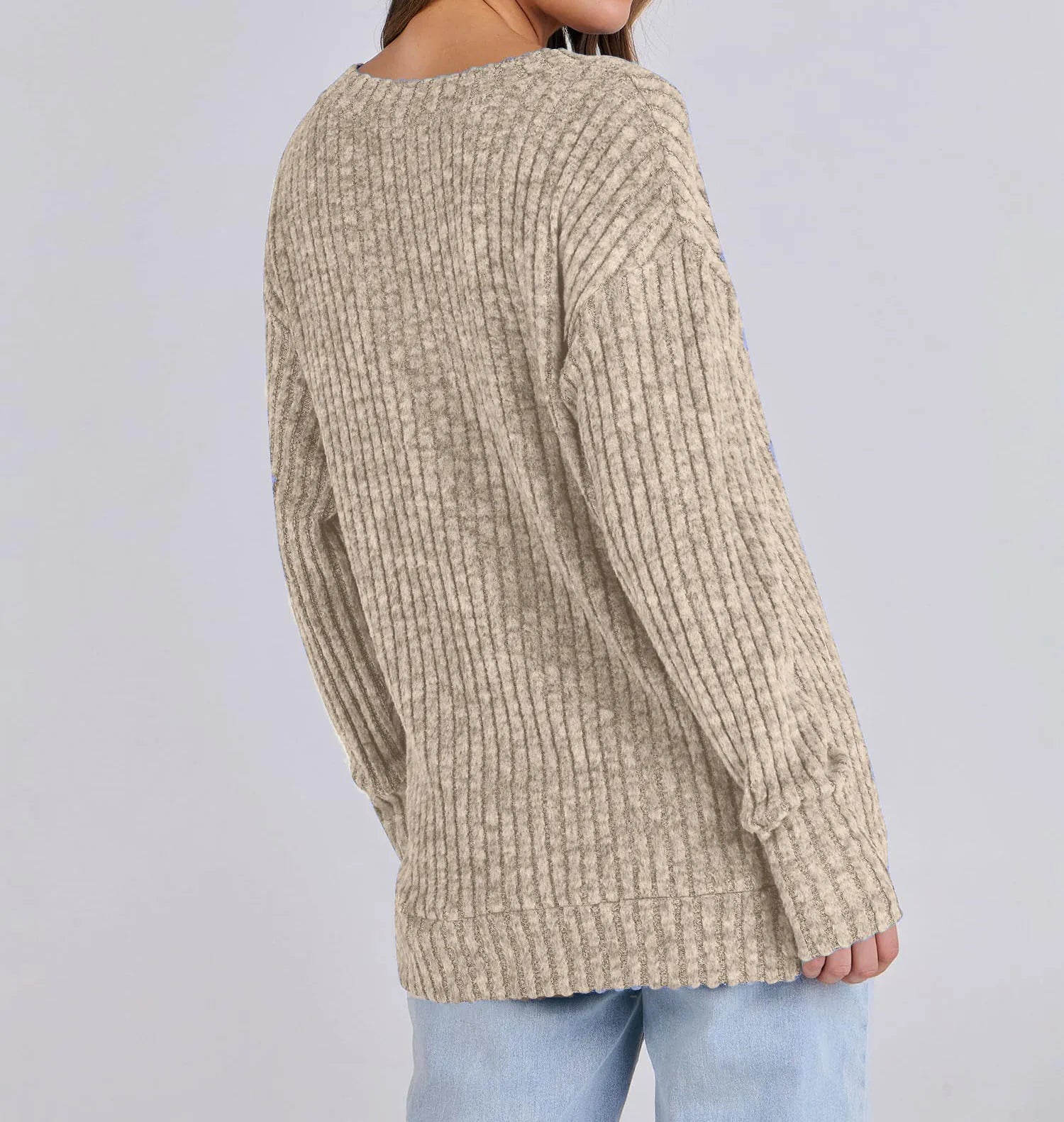 Women's Long Sleeve V-Neck T-Shirt Pit Stripe Milled Fashion Temperament Top