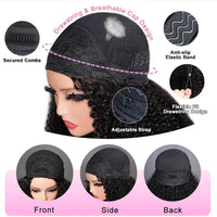 Beginner Friendly 3 In 1 Half Wig Human Hair Kinky Curly Coily Half Wig Invisible Drawstring Glueless Curly Flip Over Wig 180%
