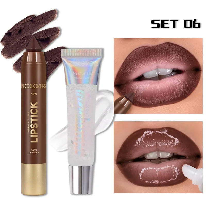 Lipstick Suit, Lip Liner with Lip Gloss, Depicting The Contour of The Lips, Moisturizing The Lips, Charming Lips