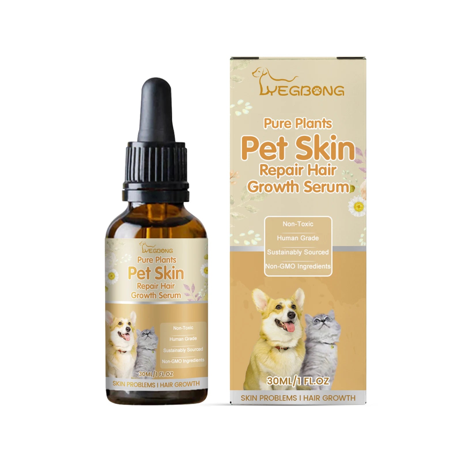 Pet Skin and Hair Care Serum Repair Hair Growth Relieve Itching Lice Mite Removal Moisturizing Dogs Cats Skin Care 30ml