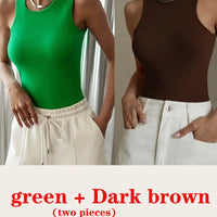 Women's Corset Summer 100% Cotton Crop Top Y2k Knitted Camis O Neck Knit Camisole Sleeveless Vest Solid Slim Tank Tops Women