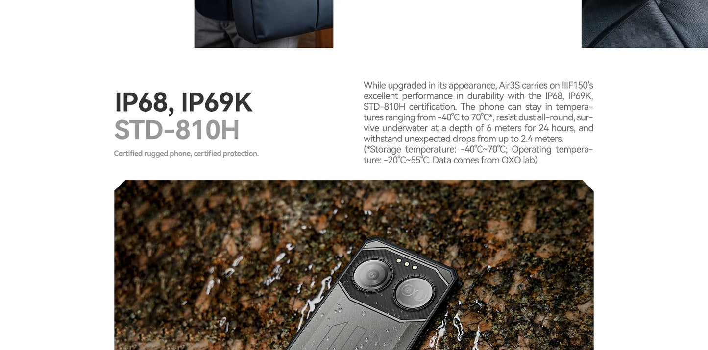 IIIF150 Air3S Rugged Smartphone Phone 6.6" 16GB(4+12) 128GB 16MP Camera Telephone Portable 5500mAh Android 14 NFC Call Phone