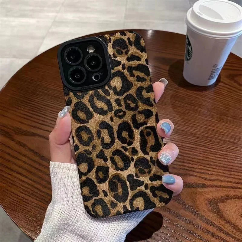 Fashion Soft Phone Cases For iPhone 13 12 MINI 11 14 15 16 Pro Max XS Max XR 7 8 Plus Leopard Pattern Silicone Case Back Cover