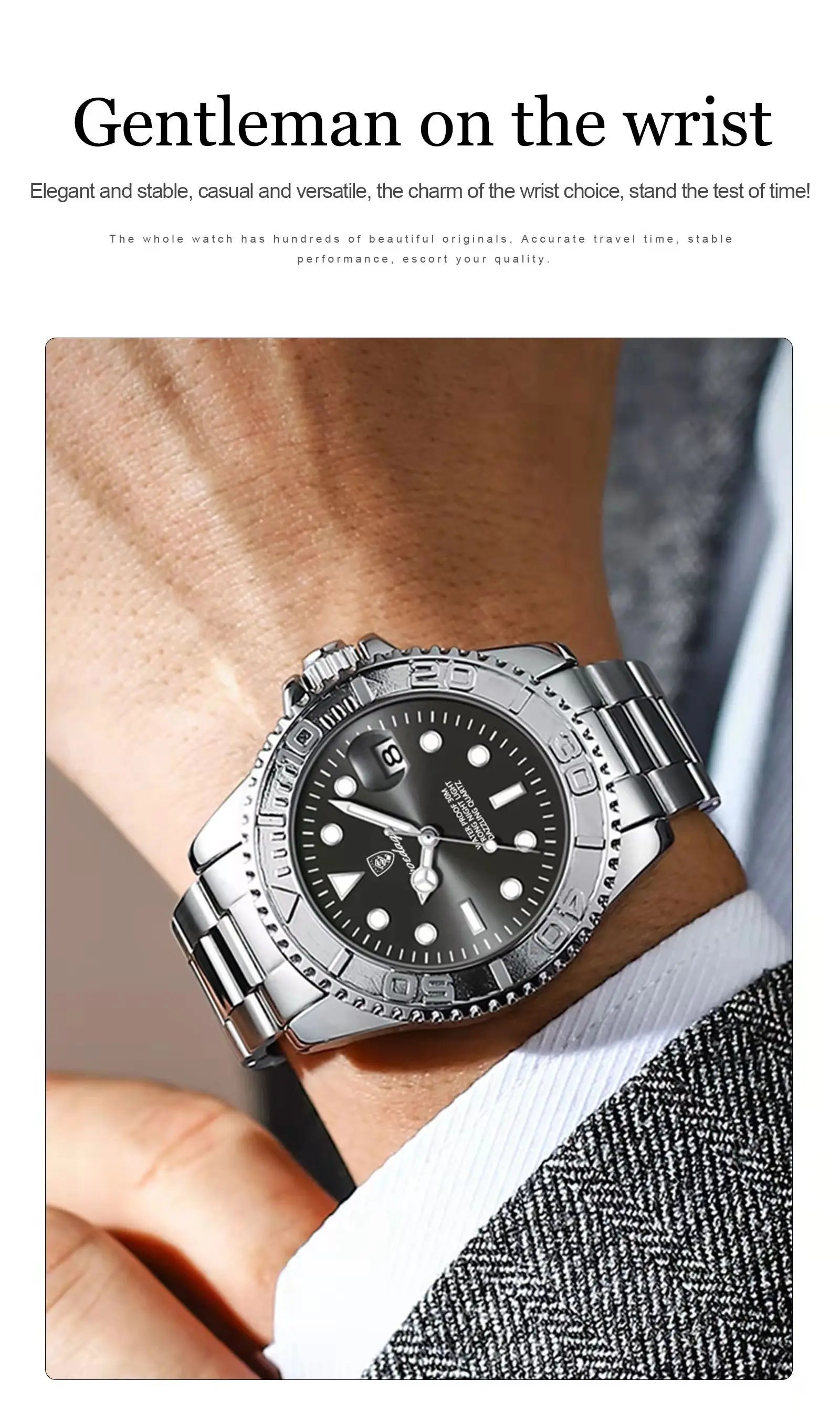 POEDAGAR Business Luxury Man Watch Luminous Waterproof Date Stainless Steel Men Watch High Quality Military Men's Quartz Watches