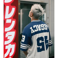 European and American Men's and Women's Football Enthusiasts Fashionable V-neck Short Sleeved T-shirt Retro Rugby Football Tops