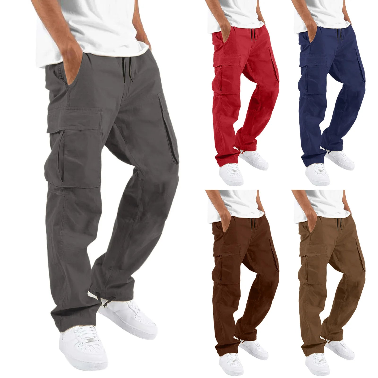 New Summer Men's Work Pants European and American Independent Station Foreign Trade Drawstring Multi-pocket Casual Trousers