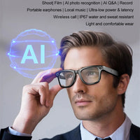AI Smart Glasses with HD Camera for Photos Videos Hands-Free Vlog Recording Camera Glasses Audio for Driving Outdoor Sunglasses