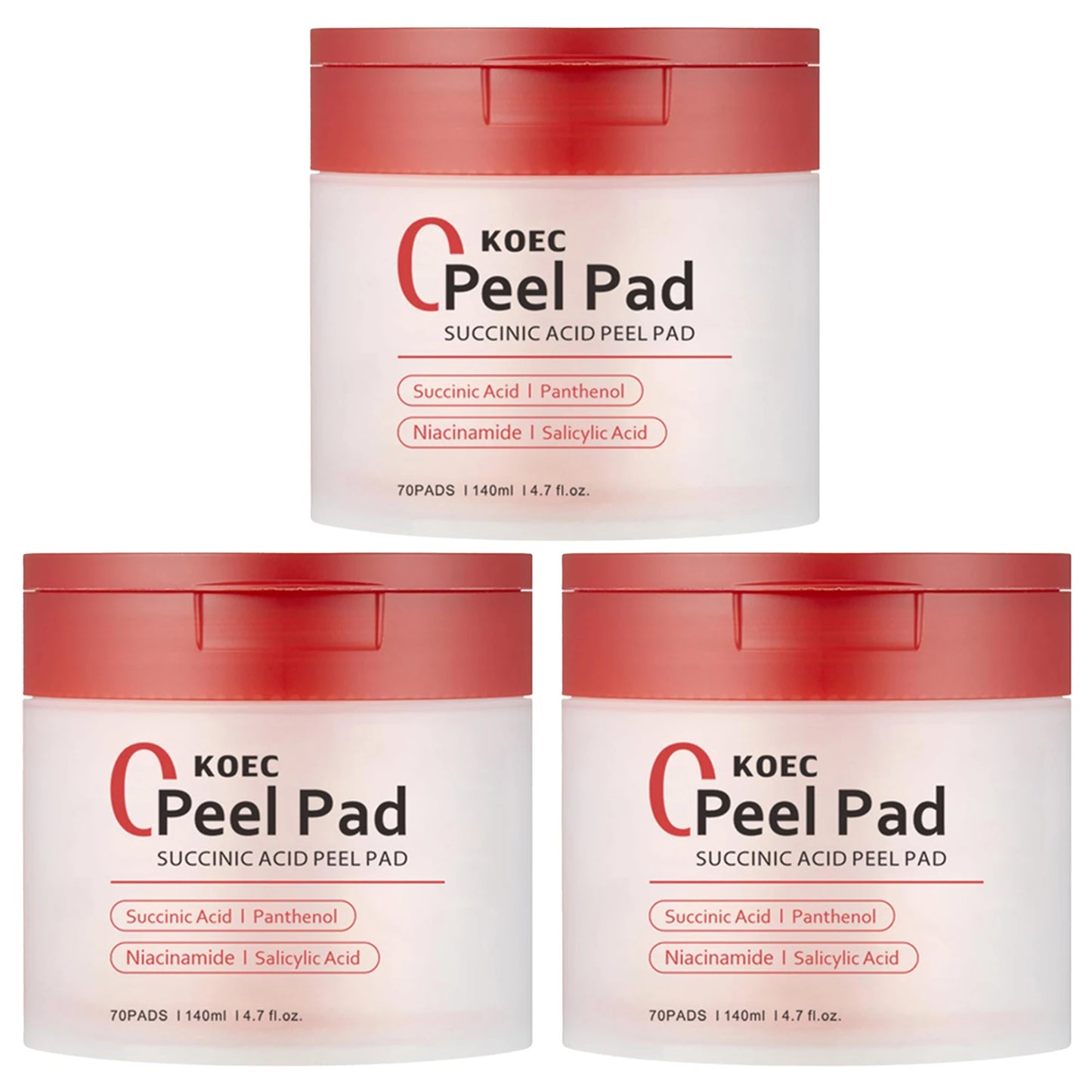 70pcs Red Succinic Acid Peeling Pads Gentle Exfoliation Peeling Pads With Succinic Acid Skin Acnes Cleaner Toner Pads